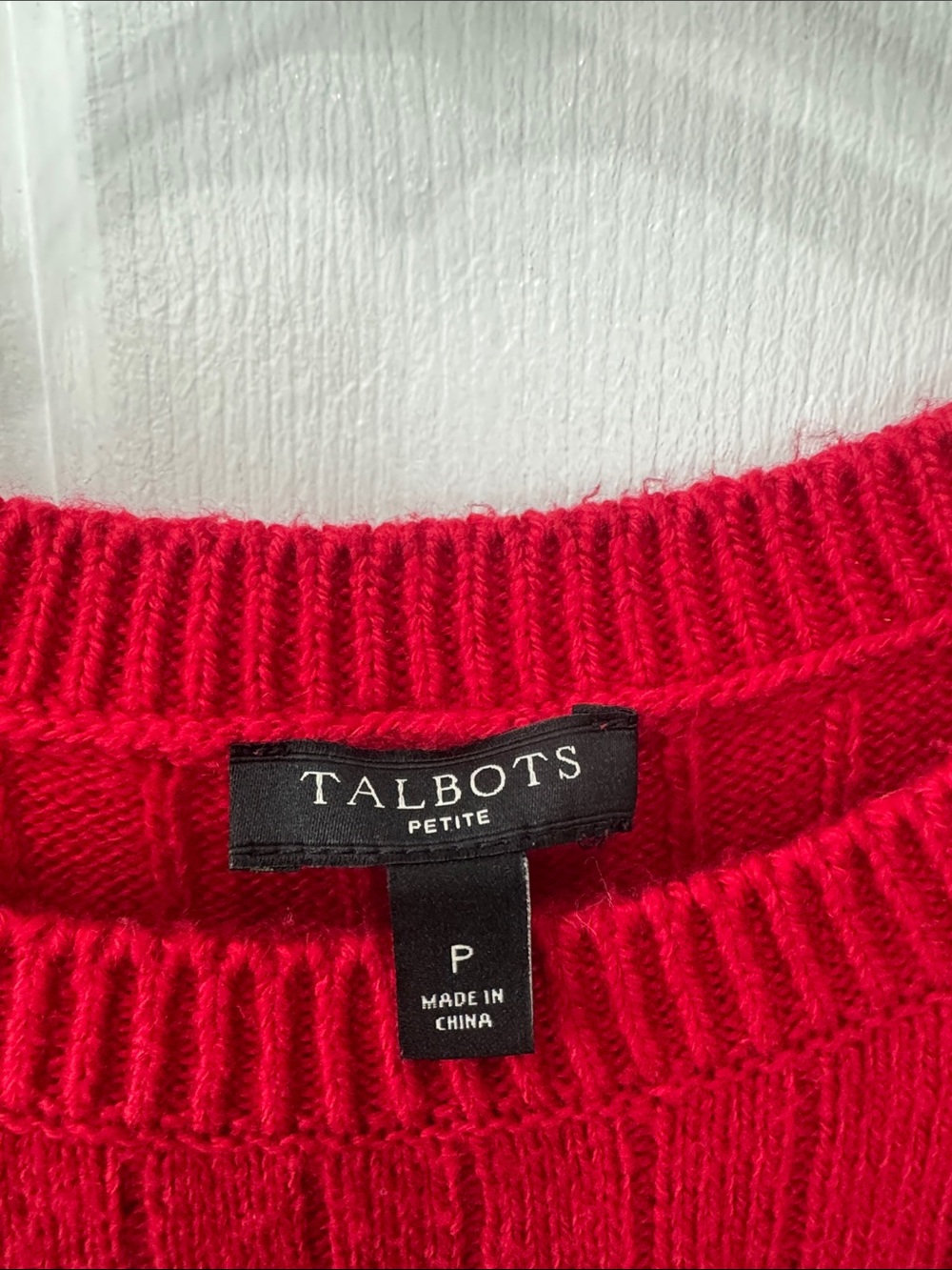 Talbots Bright Red Cable Knit Crewneck Sweater - Women's - Picture 2 of 4